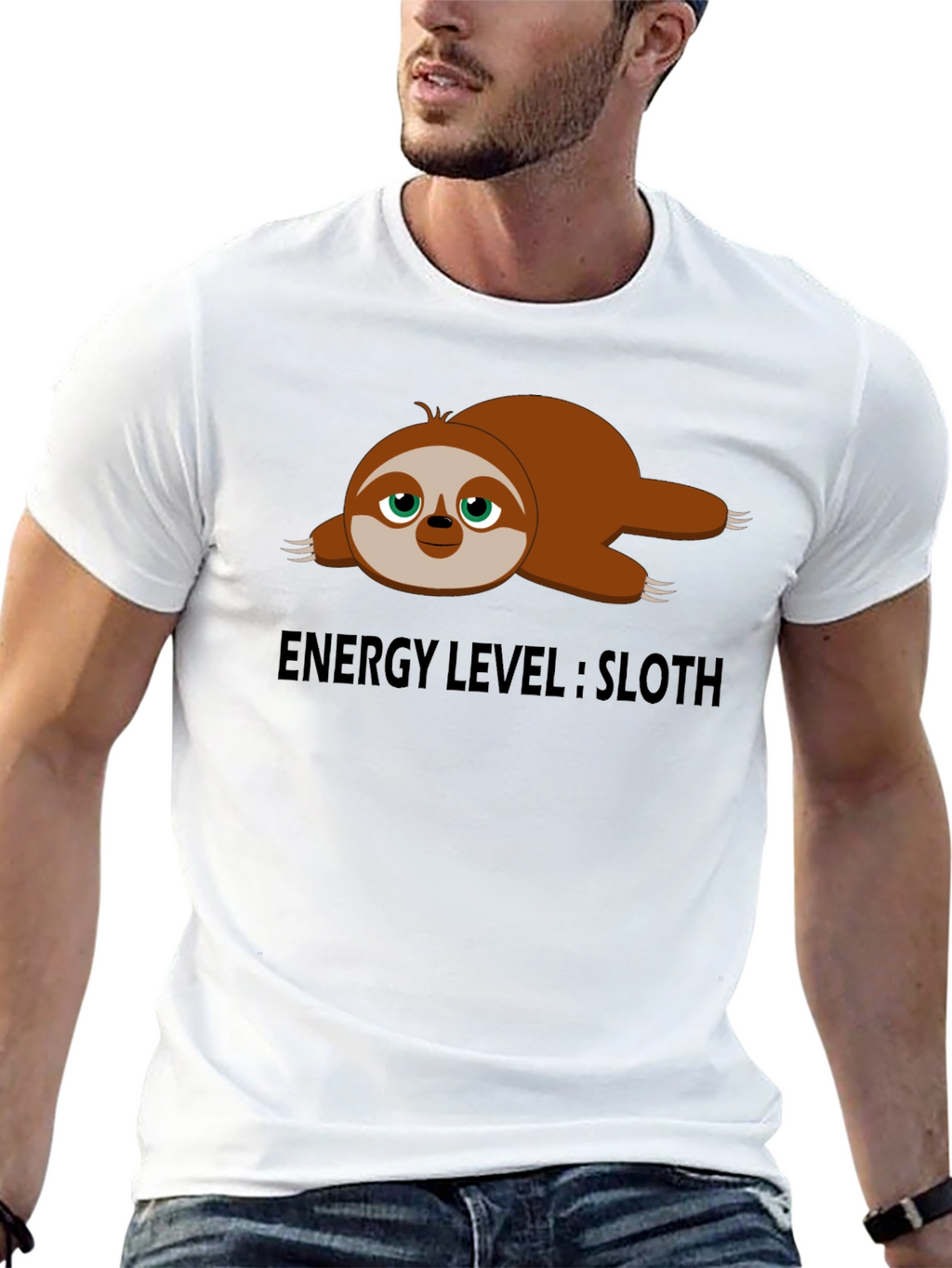 Energy Level Sloth T-Shirt - Lazy Days Comfort
