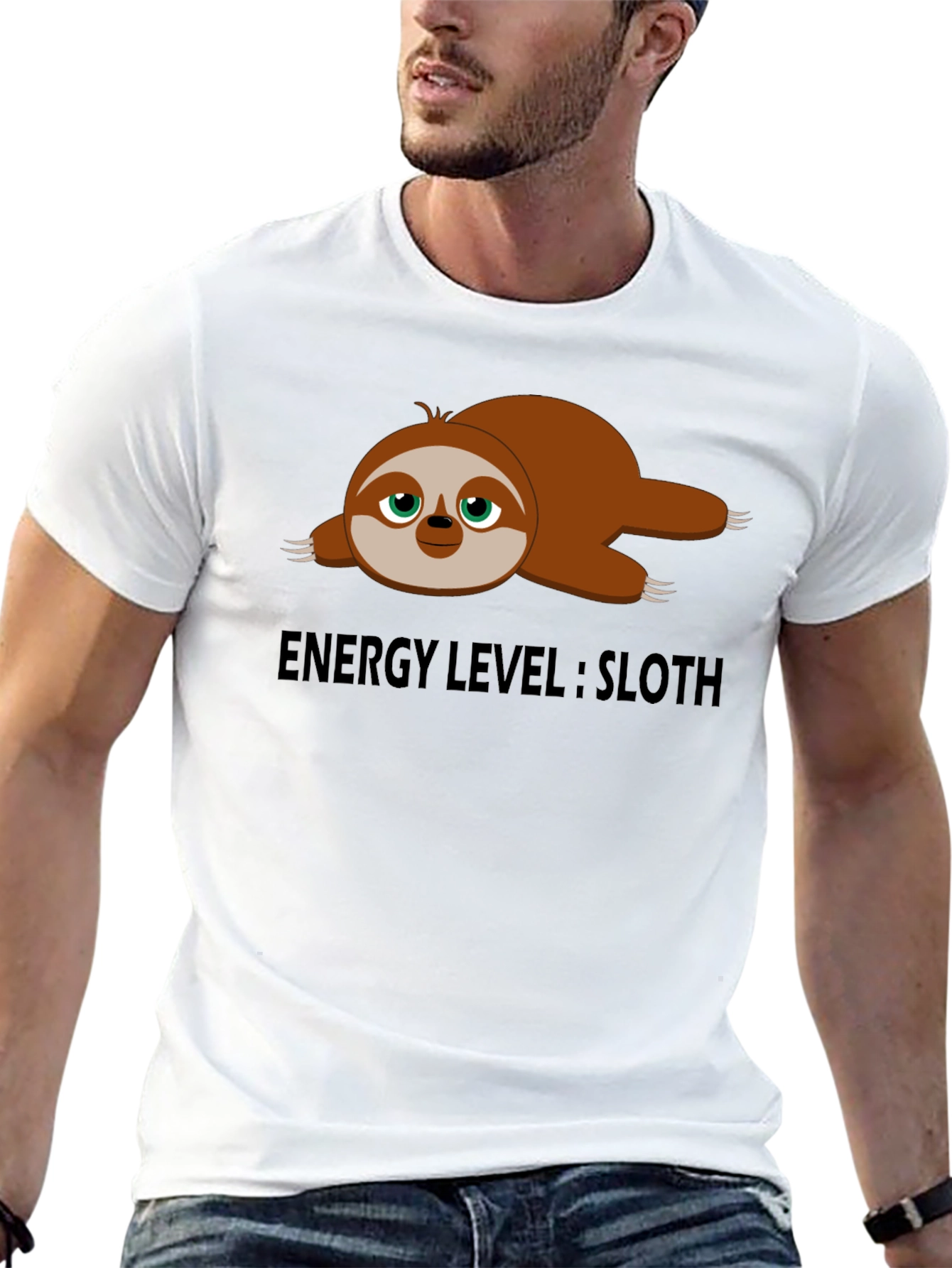 Energy Level Sloth T-Shirt - Lazy Days Comfort