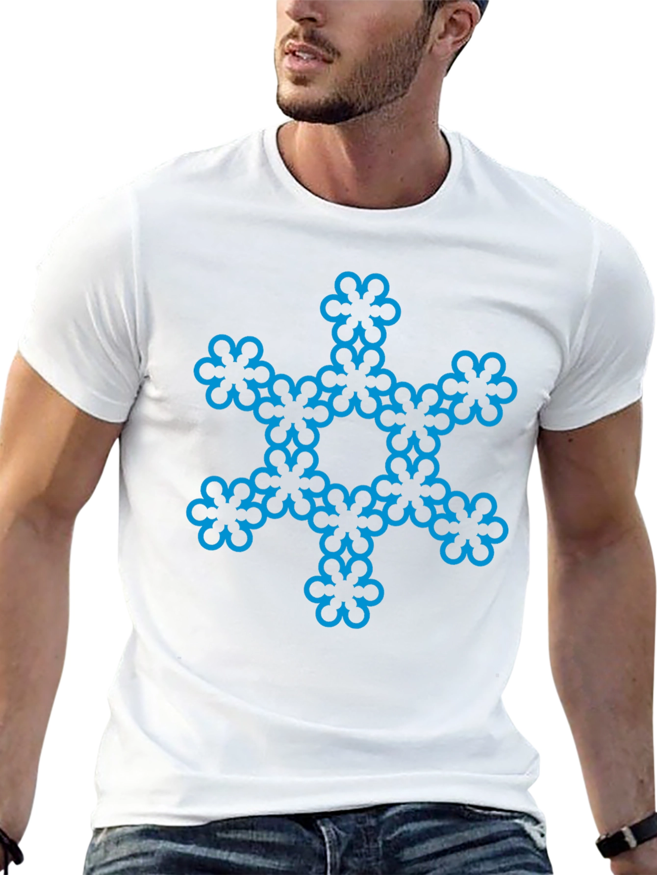 Geometric Flower Tee - Stylish Black Cotton Blend