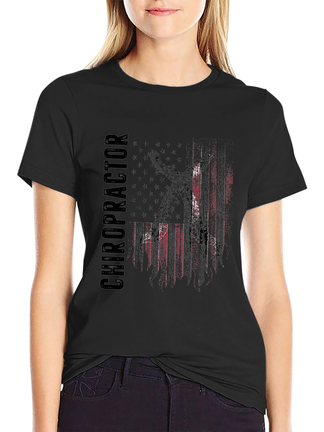 Chiropractor USA Flag Graphic T-Shirt