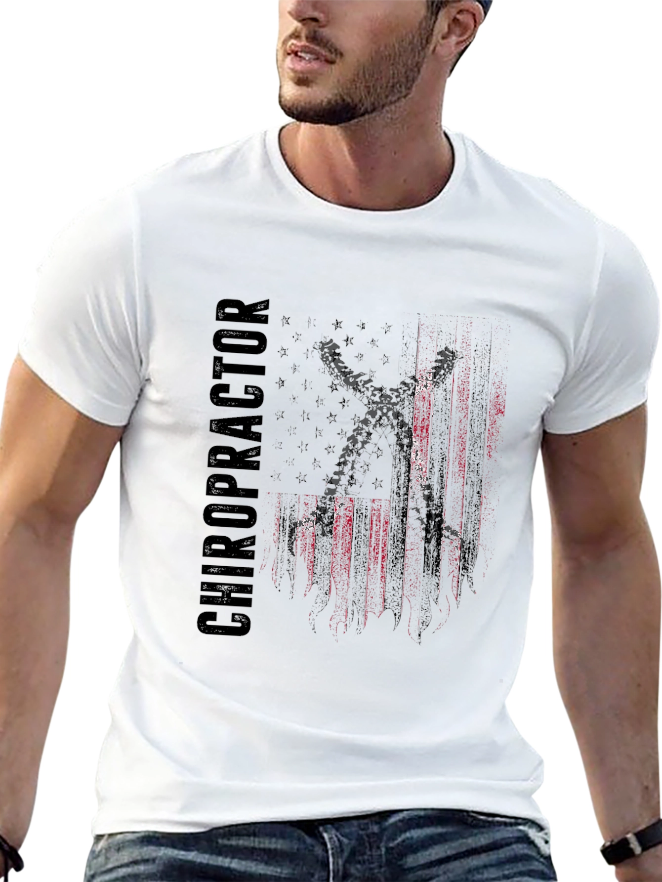 Chiropractor USA Flag Graphic T-Shirt