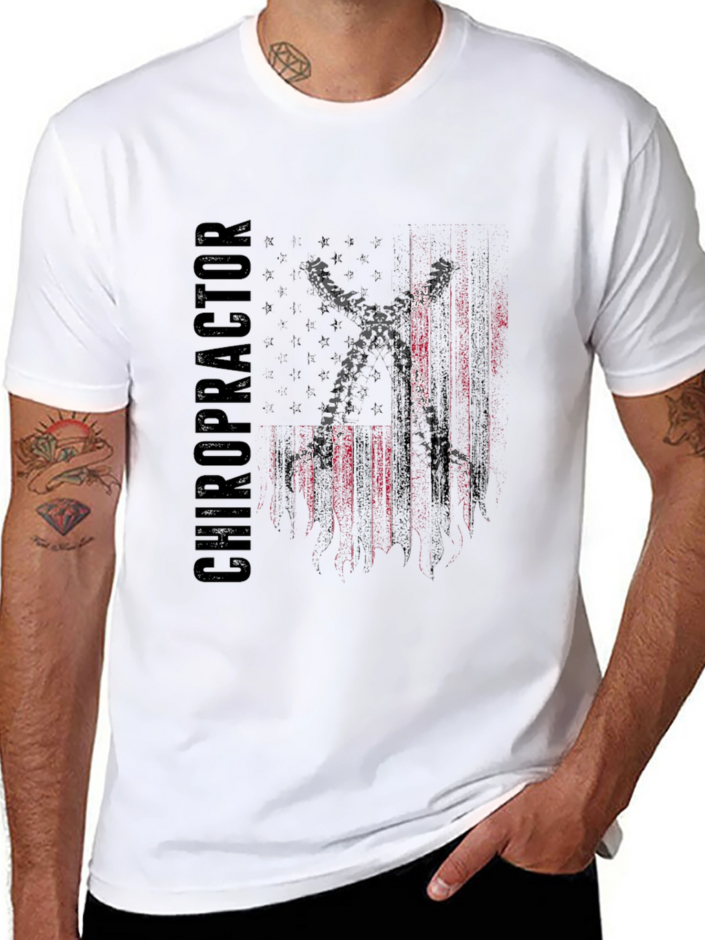 Chiropractor USA Flag Graphic T-Shirt
