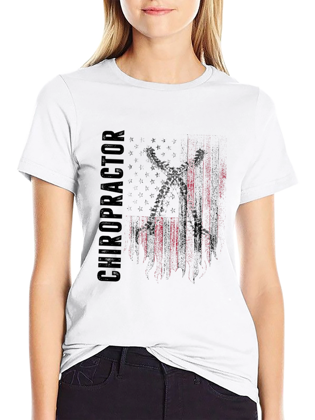 Chiropractor USA Flag Graphic T-Shirt