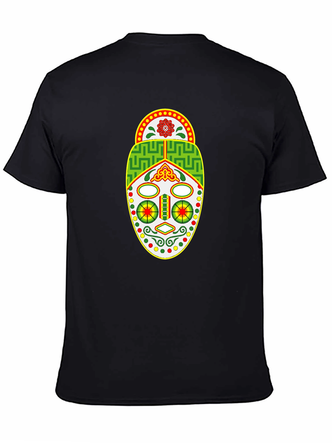 Tribal Mask Graphic Tee - Unique Design