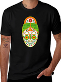Tribal Mask Graphic Tee - Unique Design
