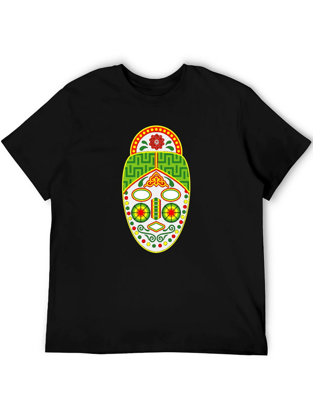 Tribal Mask Graphic Tee - Unique Design