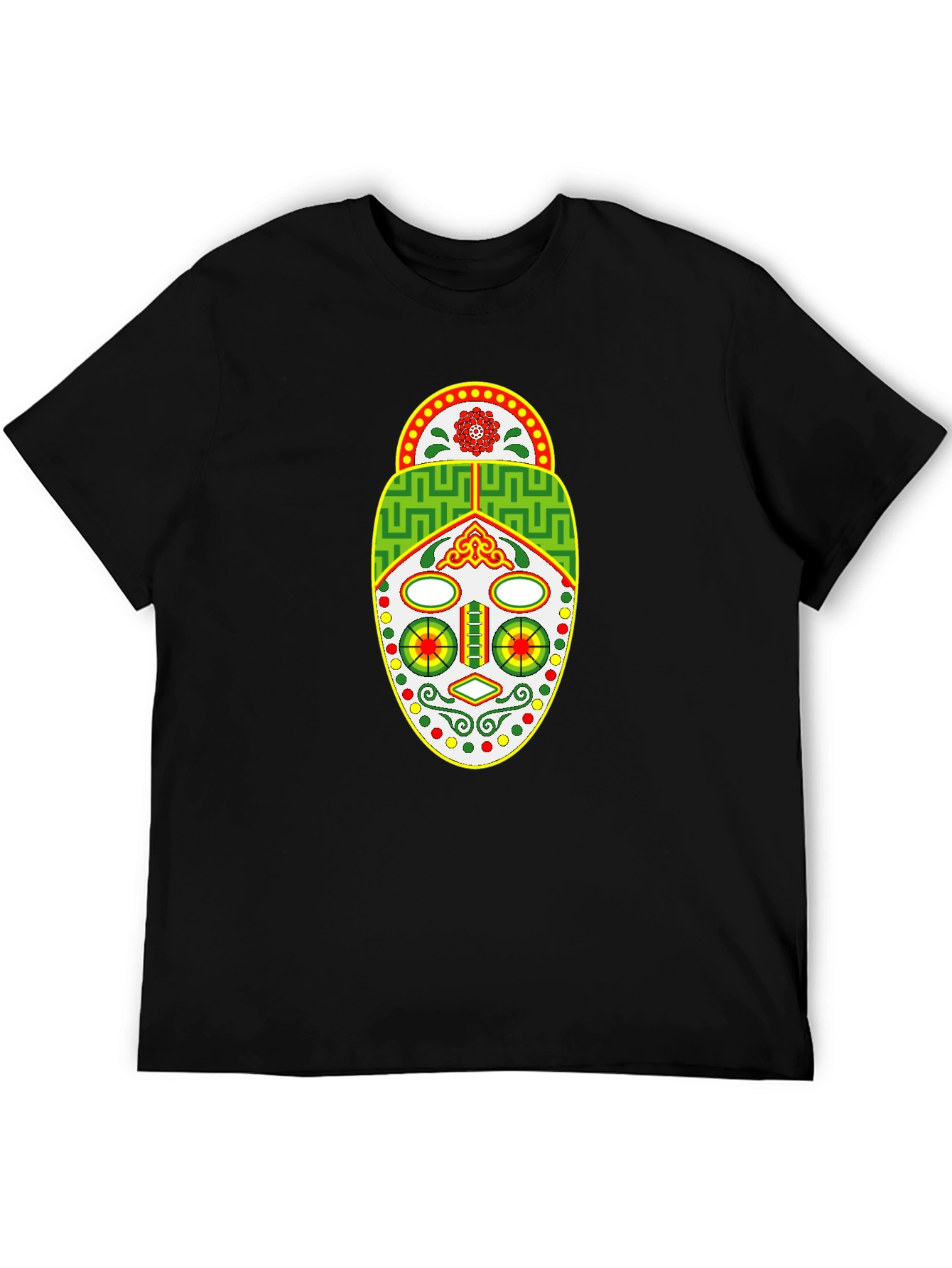 Tribal Mask Graphic Tee - Unique Design