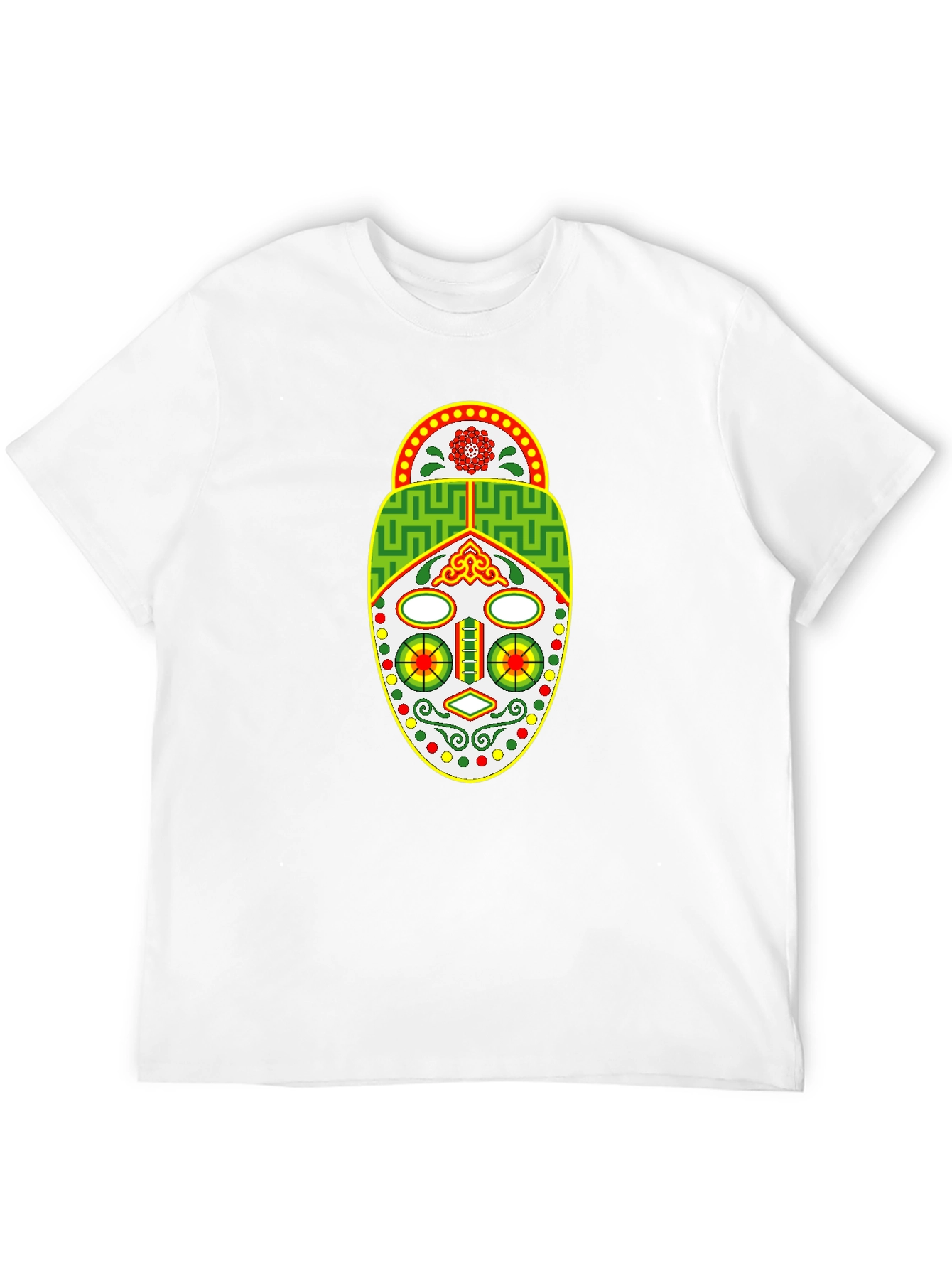 Tribal Mask Graphic Tee - Unique Design