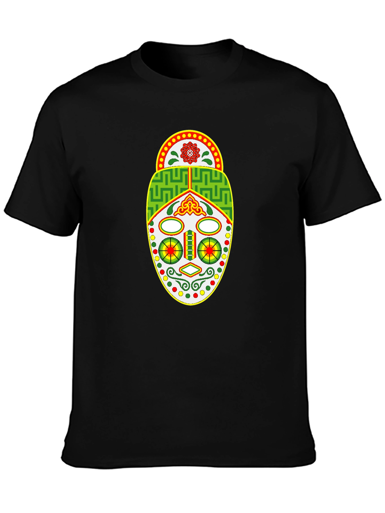 Tribal Mask Graphic Tee - Unique Design