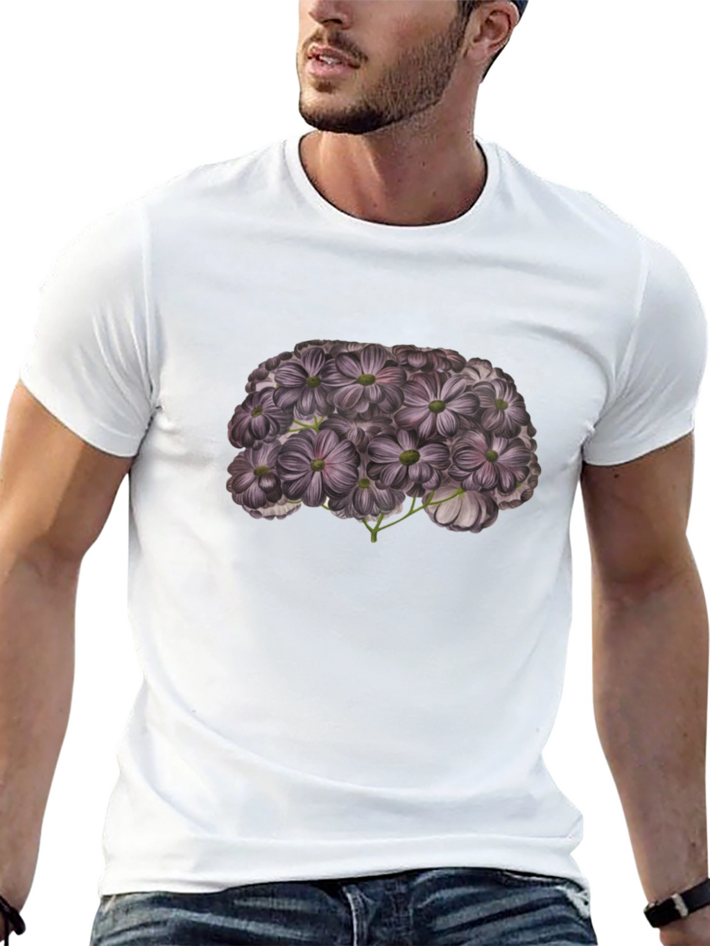 Floral Brain Black T-Shirt