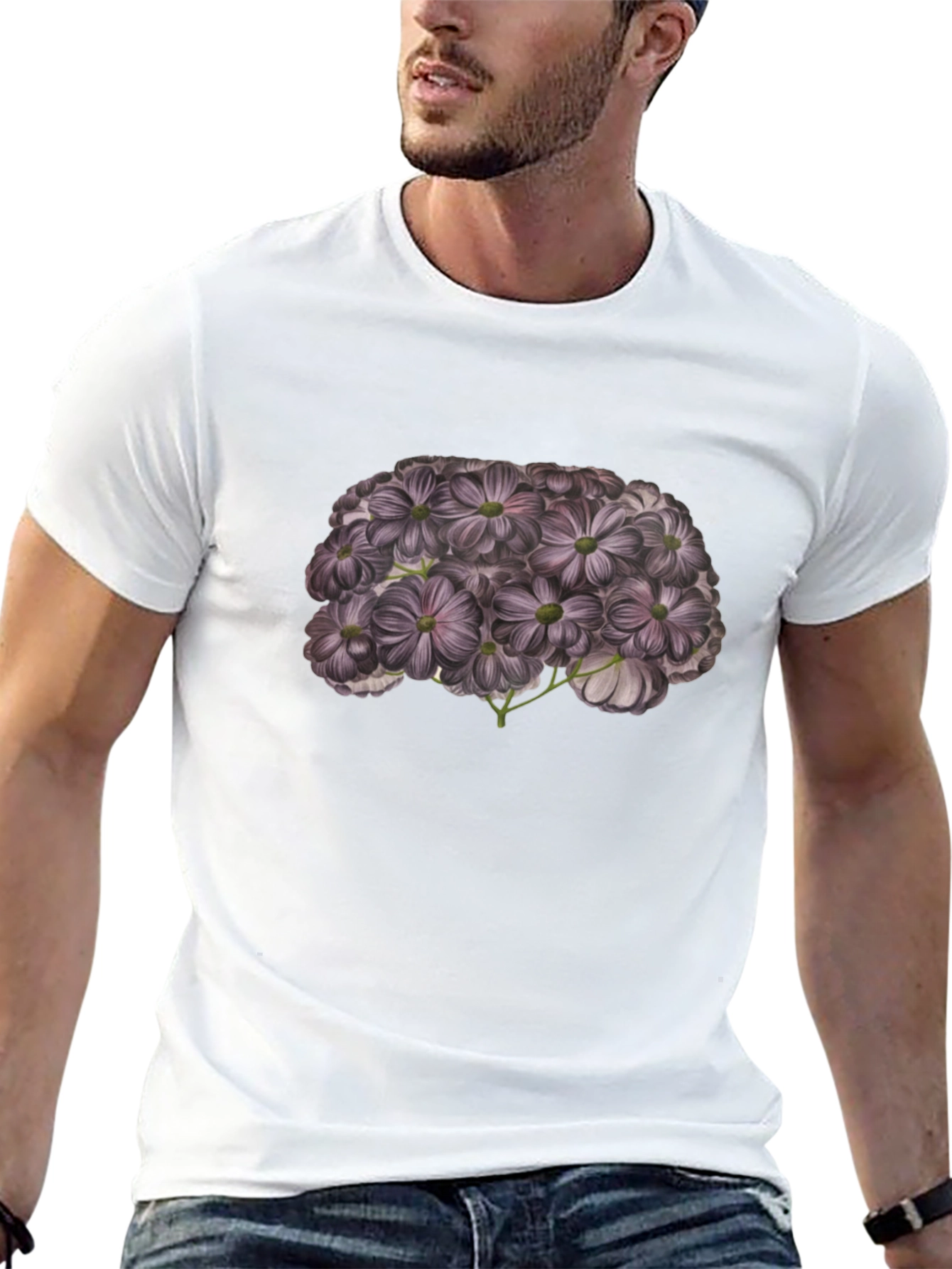 Floral Brain Black T-Shirt