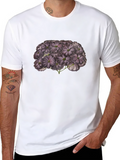 Floral Brain Black T-Shirt