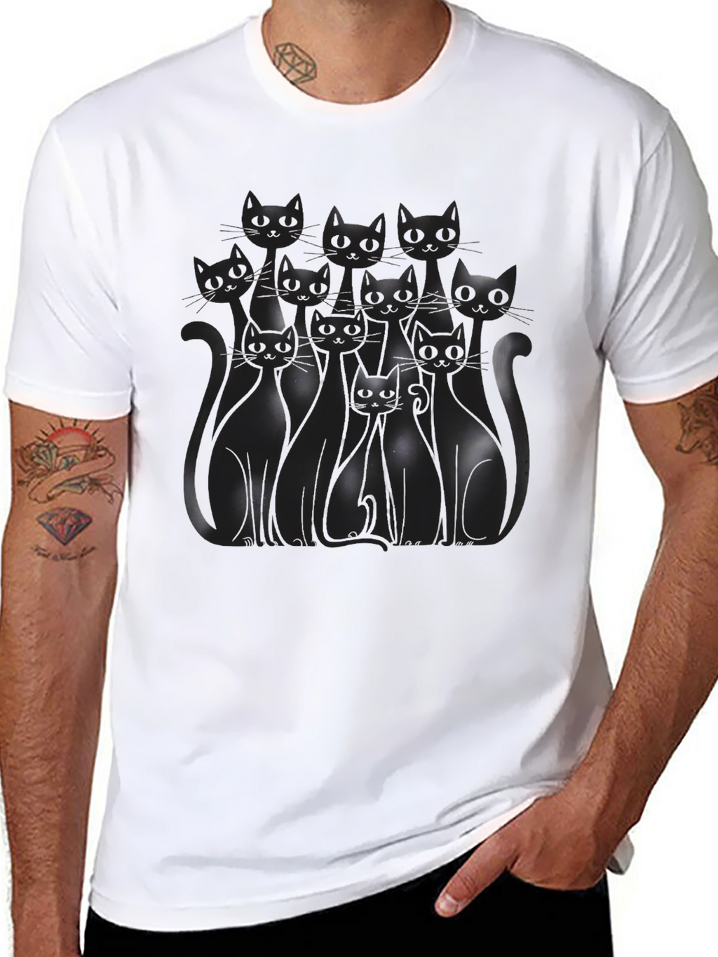 Black Cat Silhouette T-Shirt - Mens Graphic Tee