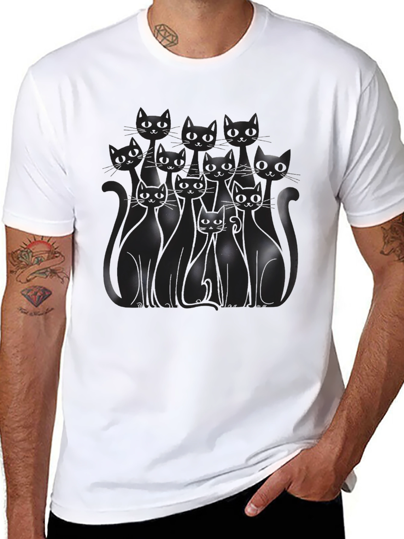 Black Cat Silhouette T-Shirt - Mens Graphic Tee