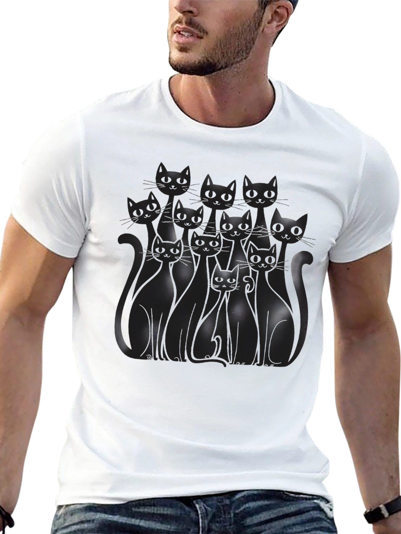 Black Cat Silhouette T-Shirt - Mens Graphic Tee