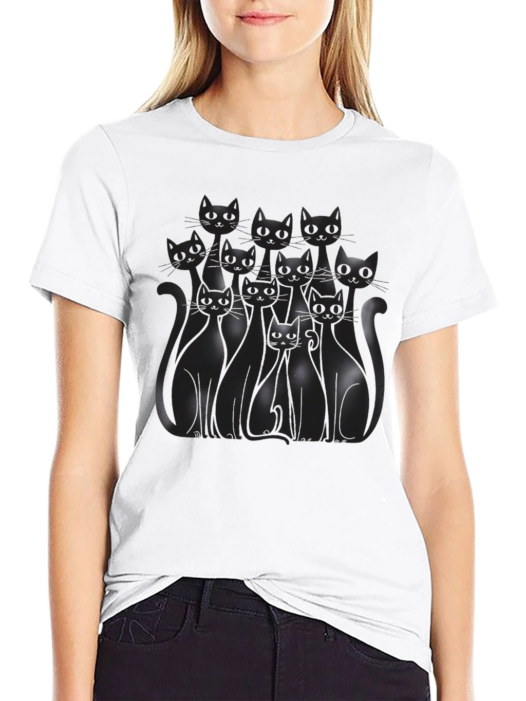 Black Cat Silhouette T-Shirt - Mens Graphic Tee