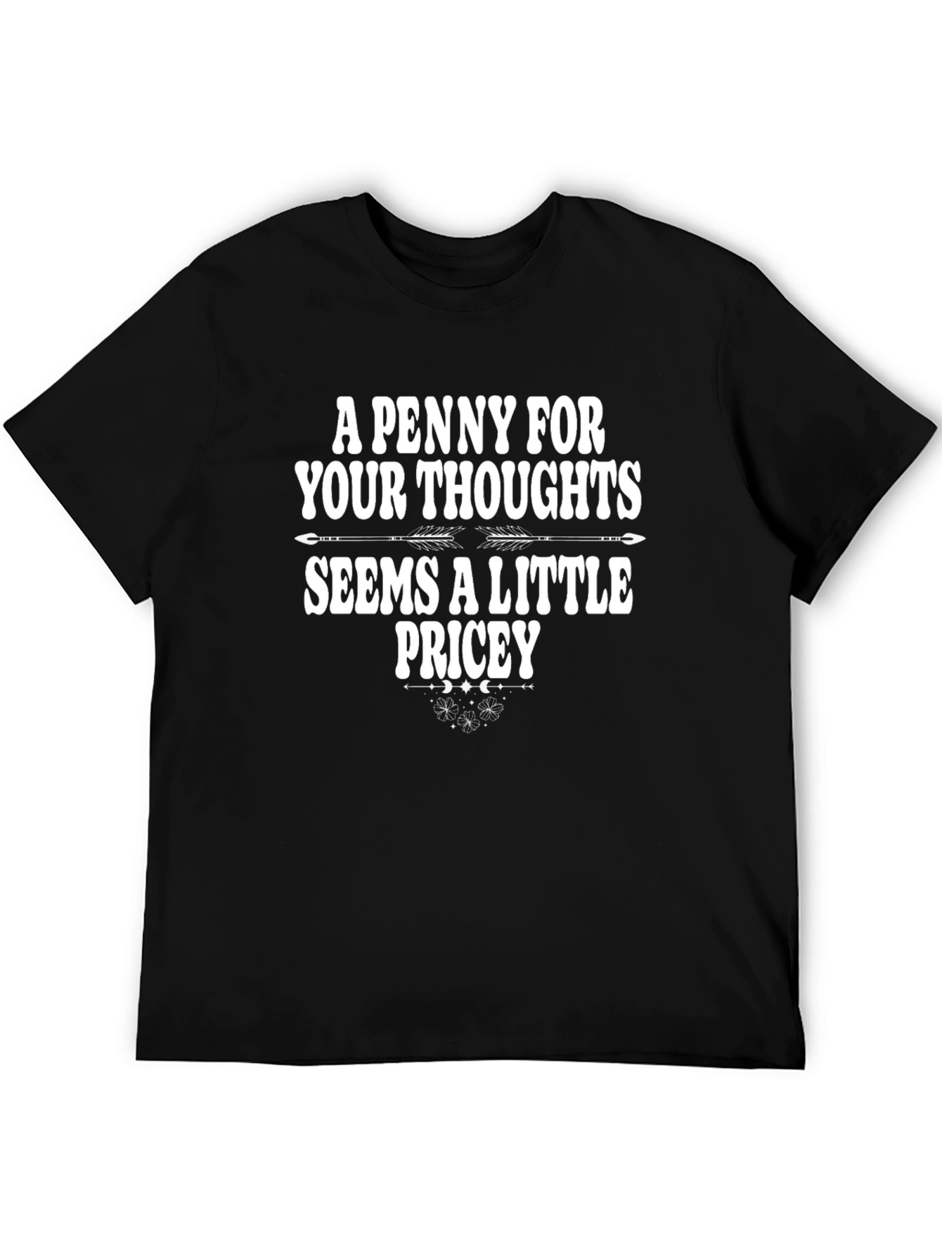 A Penny For Your Thoughts Mens Black Graphic T-Shirt