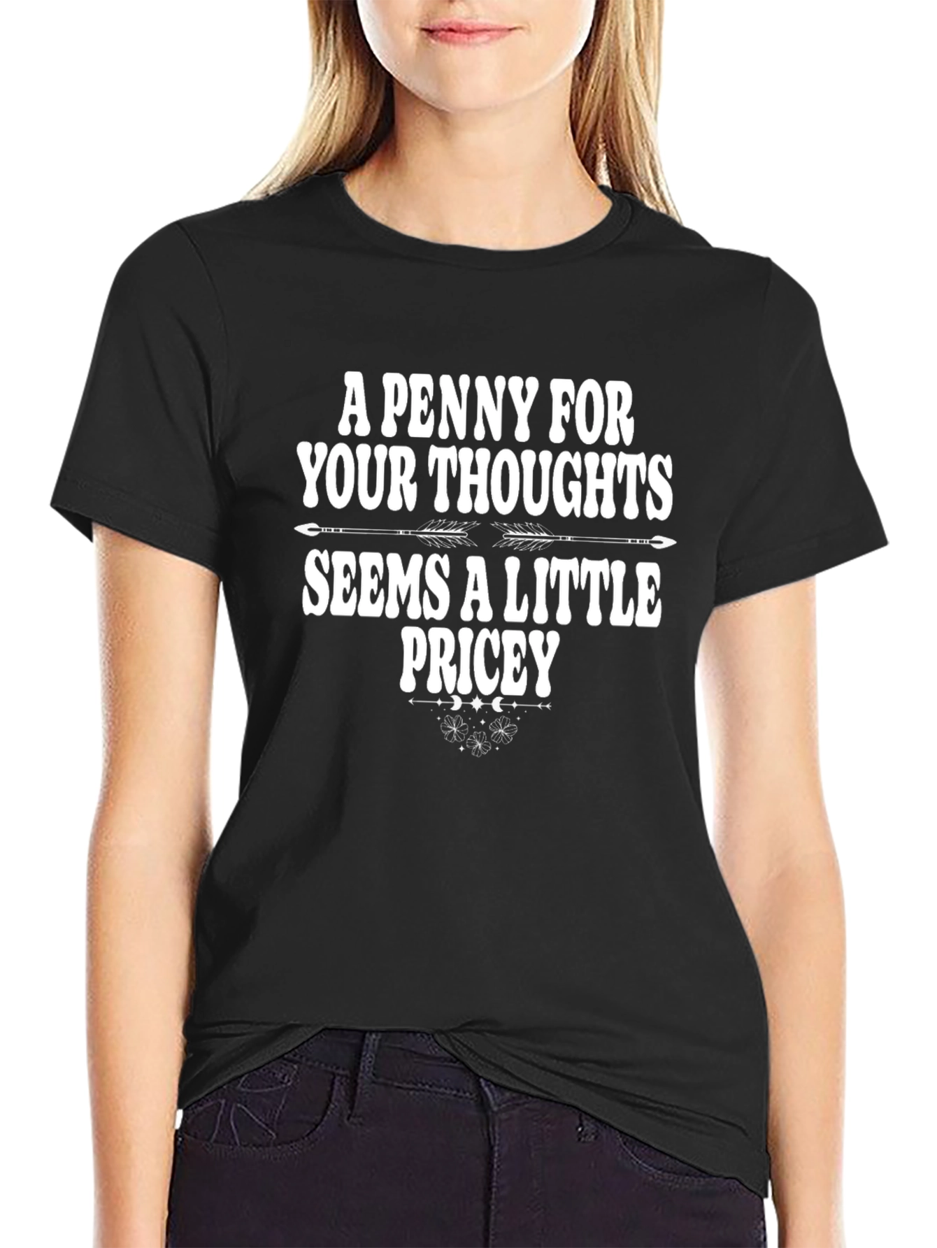 A Penny For Your Thoughts Mens Black Graphic T-Shirt