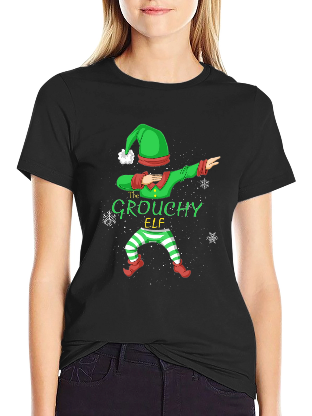 Grouchy Elf Dabbing Christmas T-Shirt