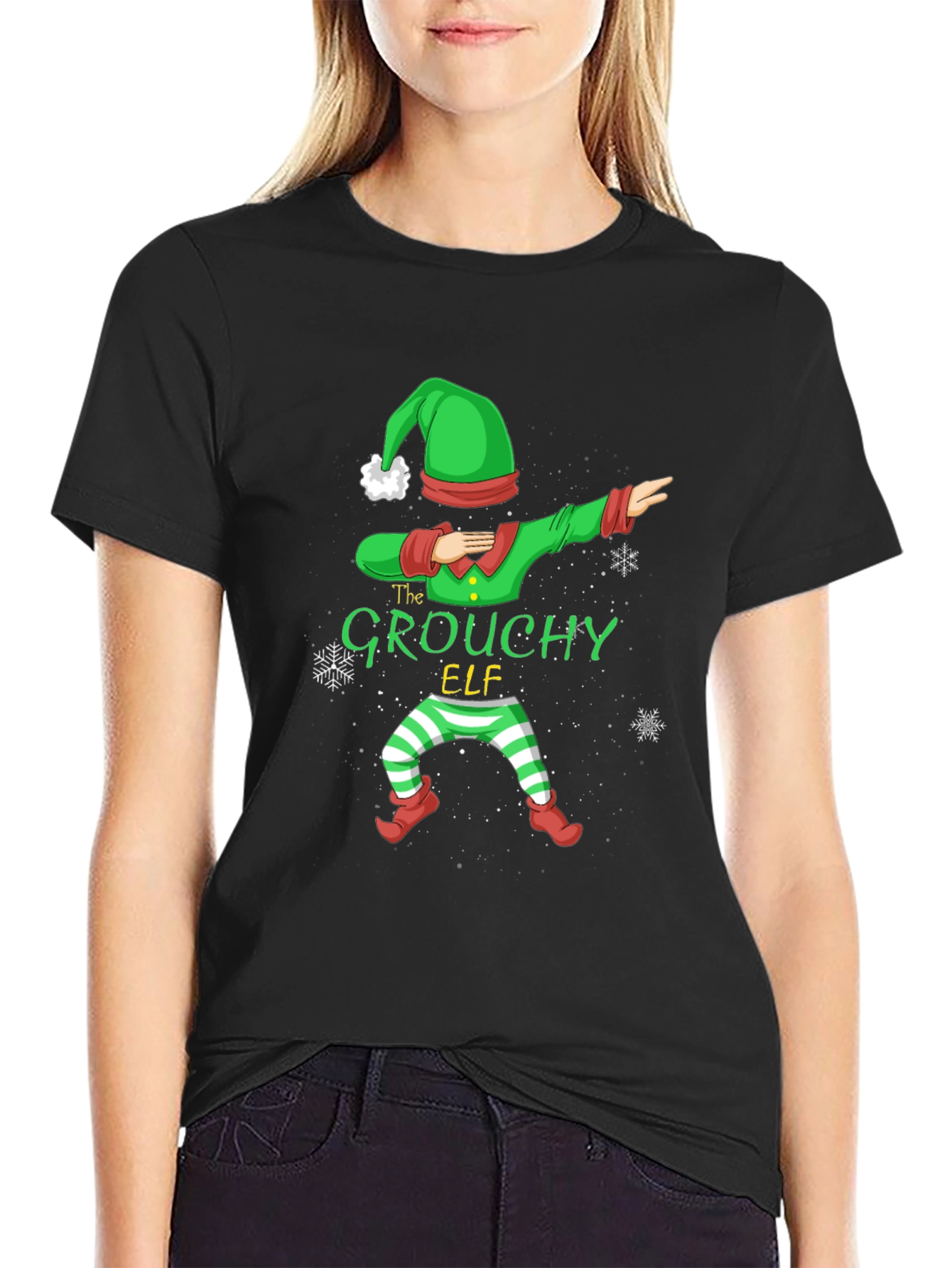 Grouchy Elf Dabbing Christmas T-Shirt