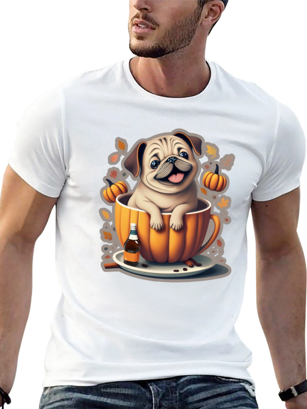 Pug in a Pumpkin Mug T-Shirt