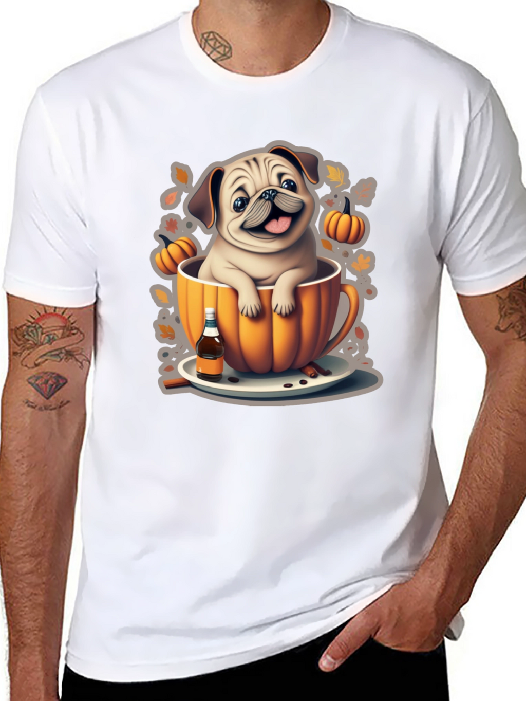 Pug in a Pumpkin Mug T-Shirt