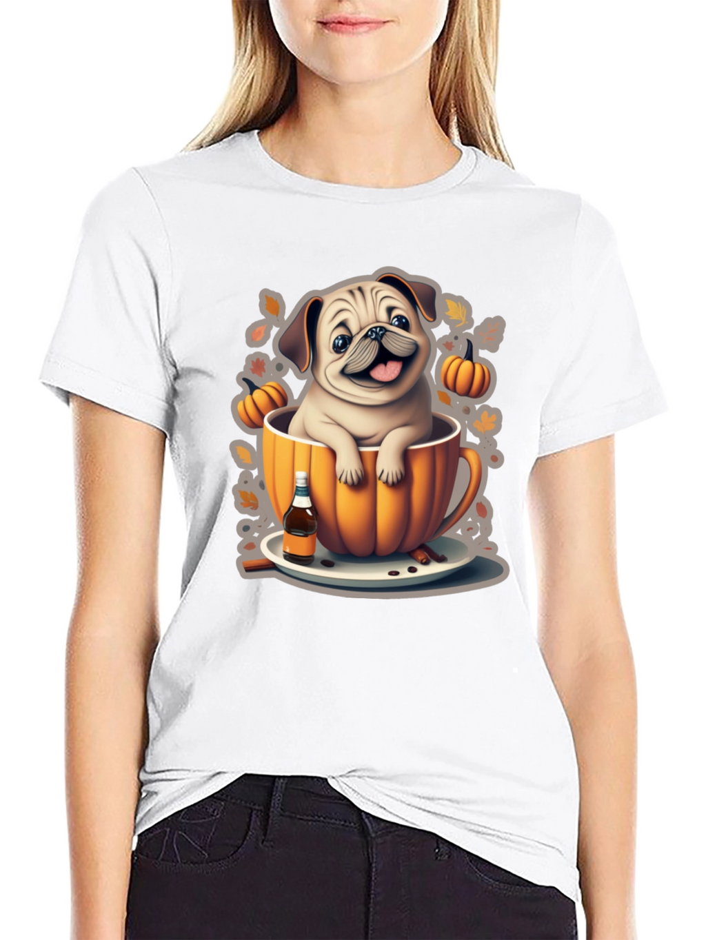 Pug in a Pumpkin Mug T-Shirt