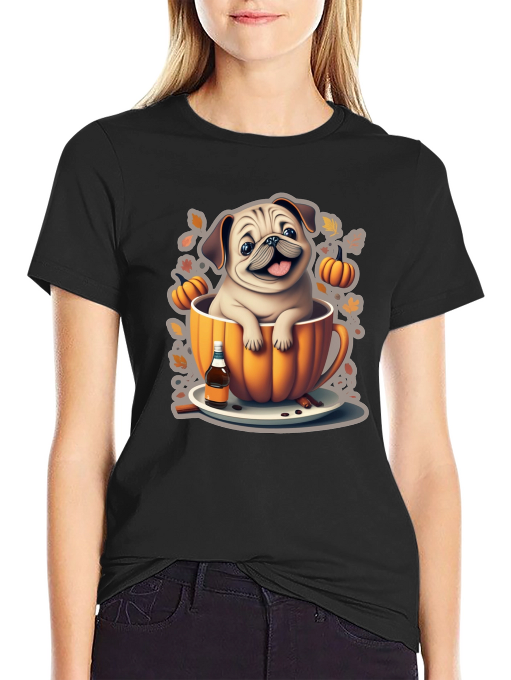 Pug in a Pumpkin Mug T-Shirt
