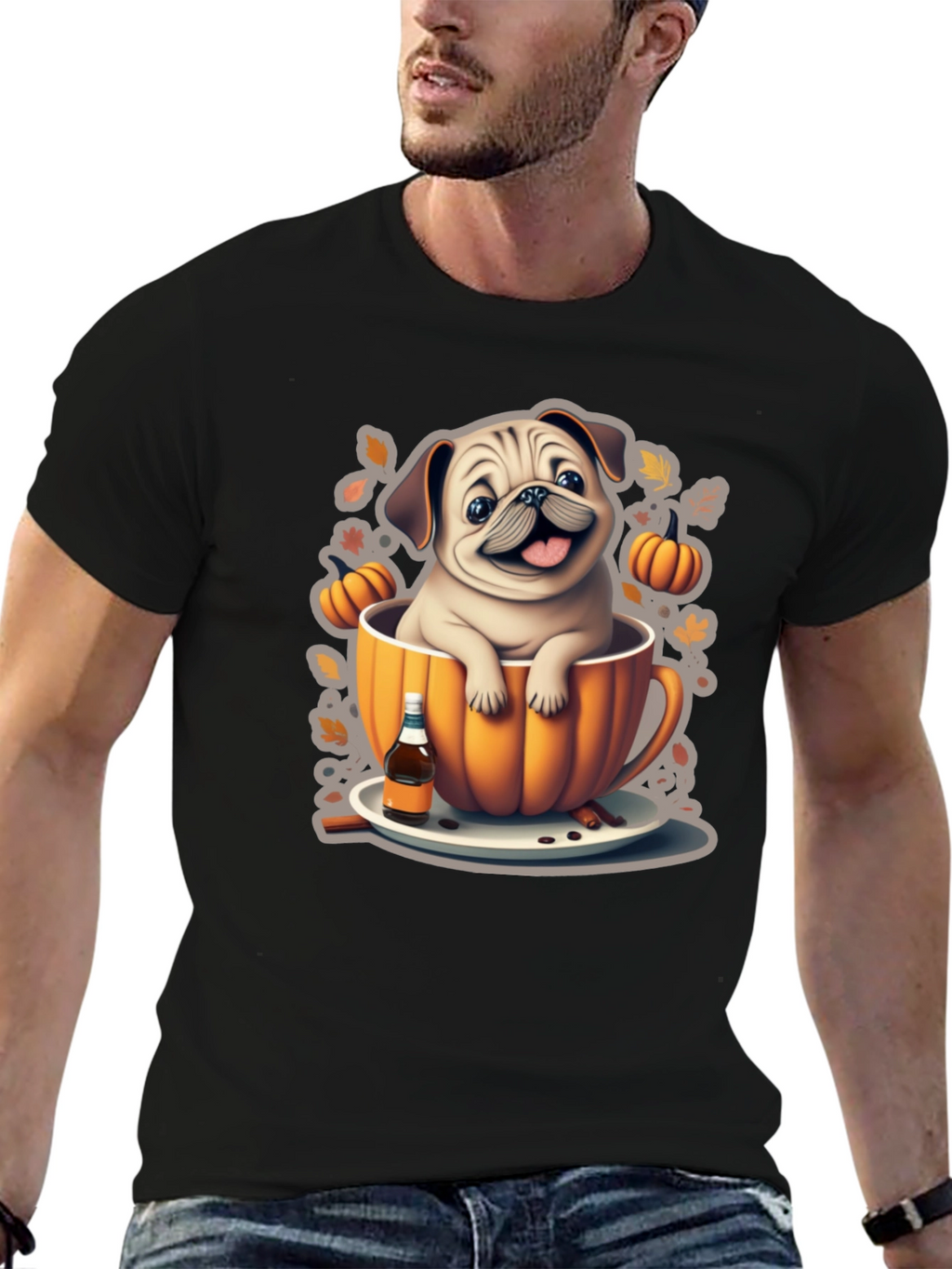 Pug in a Pumpkin Mug T-Shirt