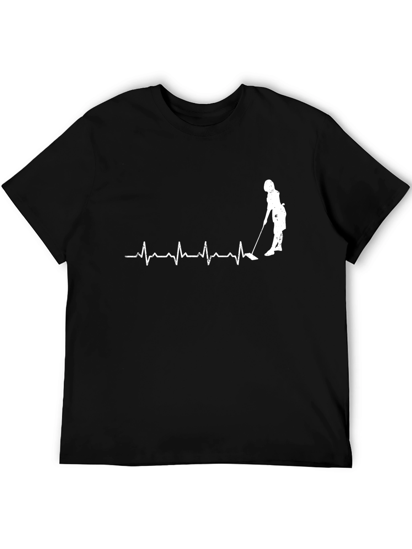 Golf Heartbeat T-Shirt - Black