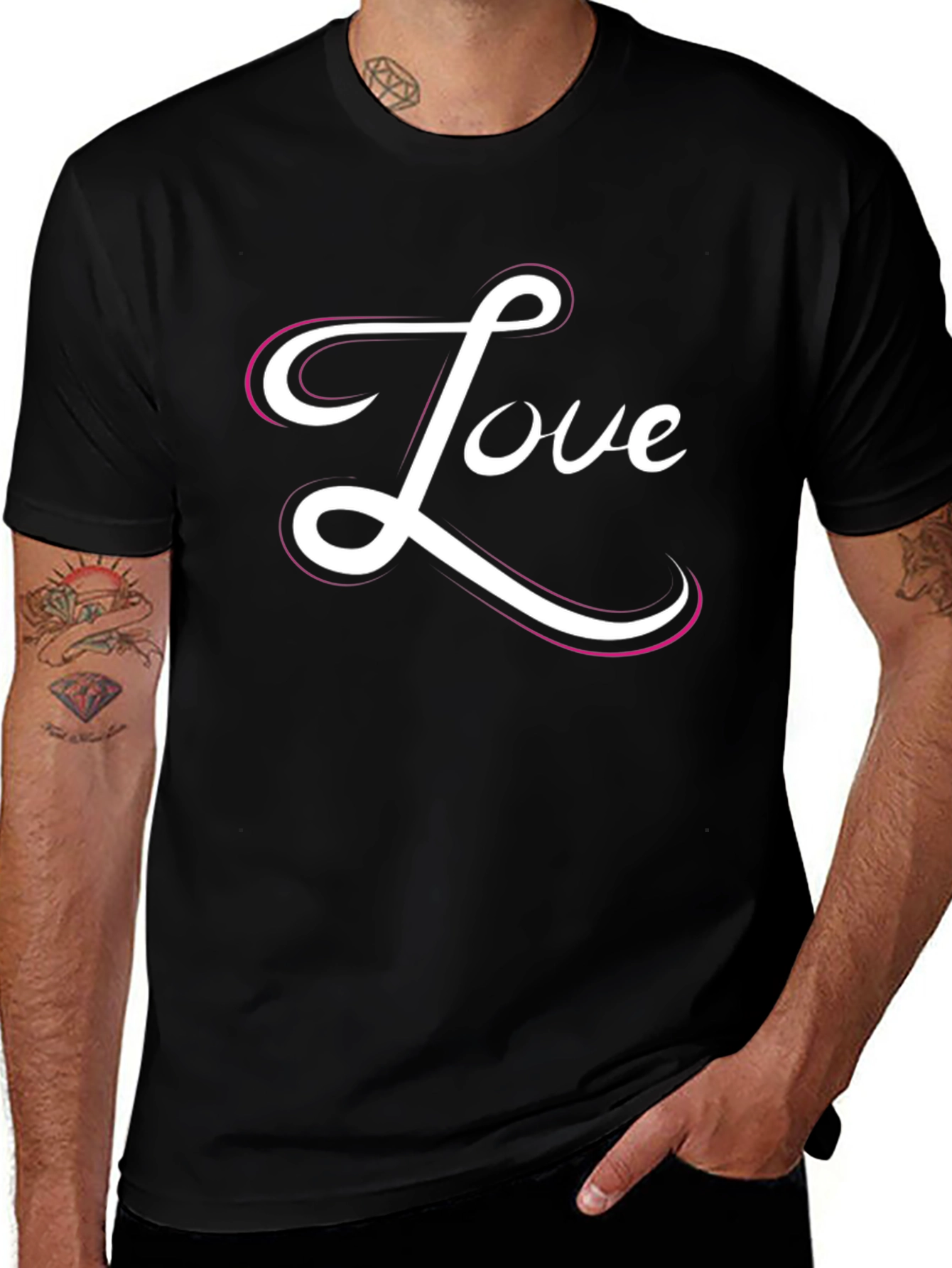 Love Script Black Graphic Tee Shirt