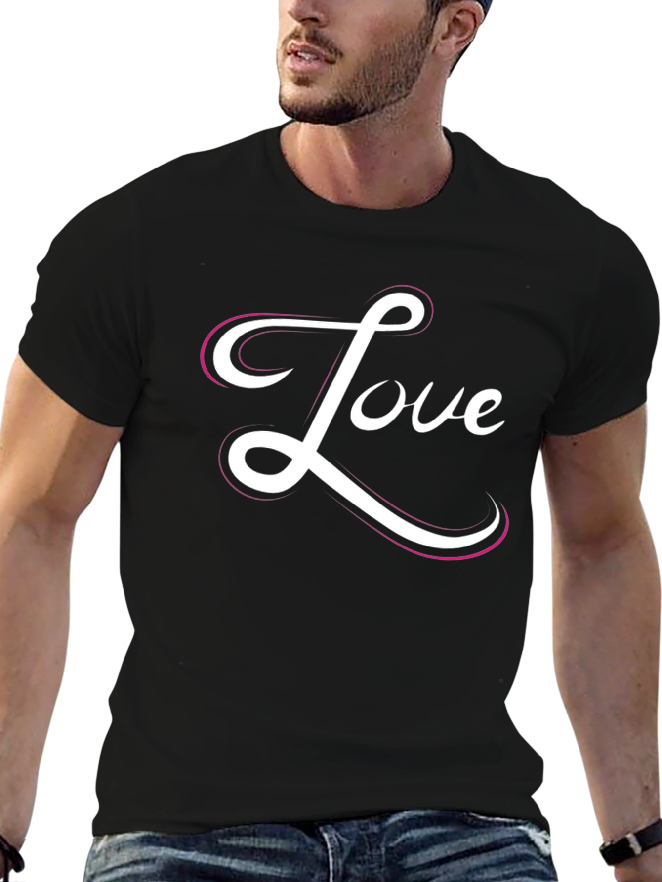 Love Script Black Graphic Tee Shirt