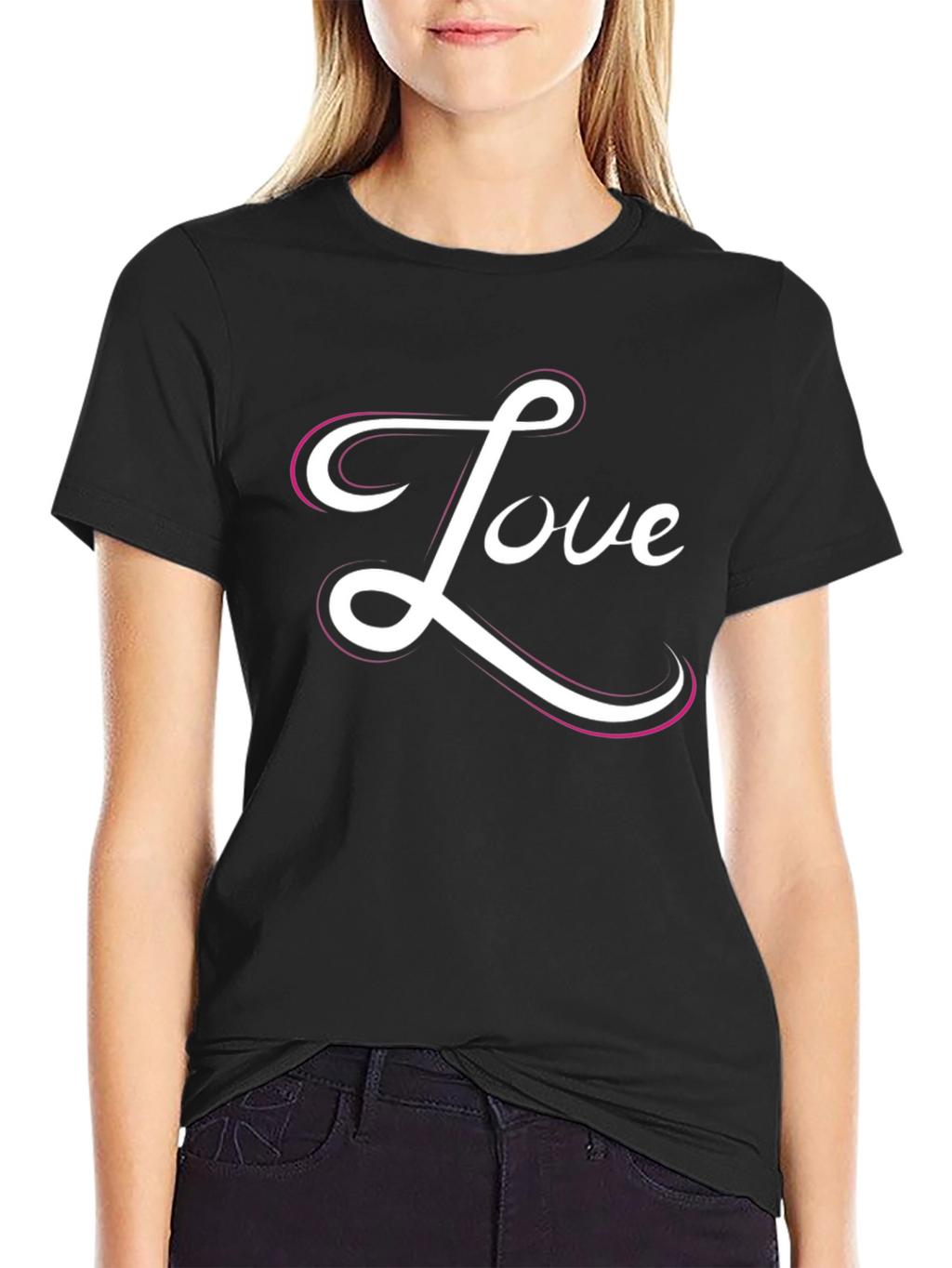 Love Script Black Graphic Tee Shirt