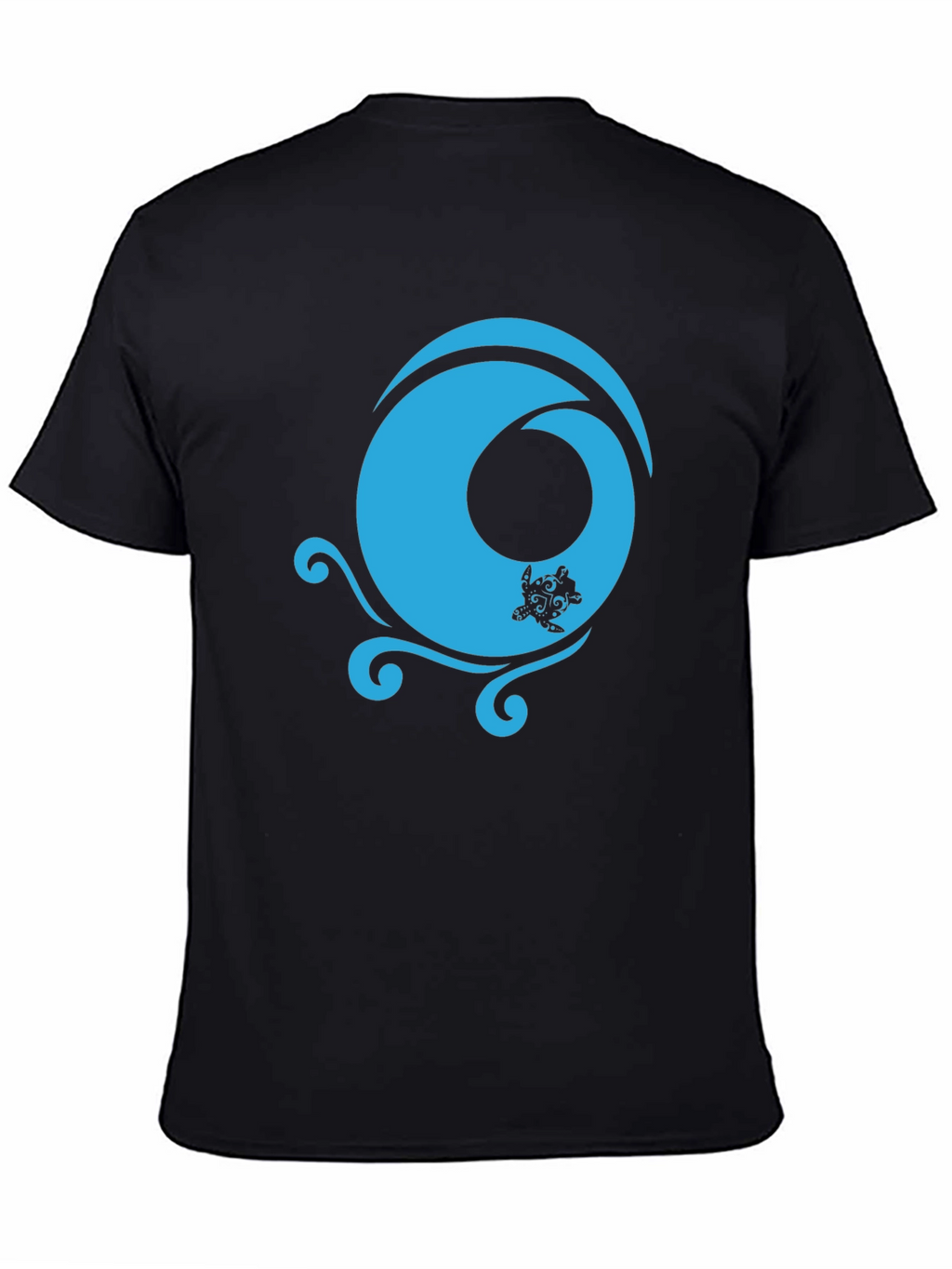 Black T-Shirt with Turquoise Turtle Wave Design