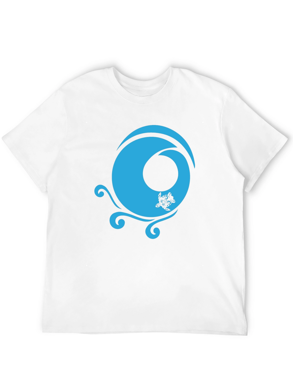 Black T-Shirt with Turquoise Turtle Wave Design