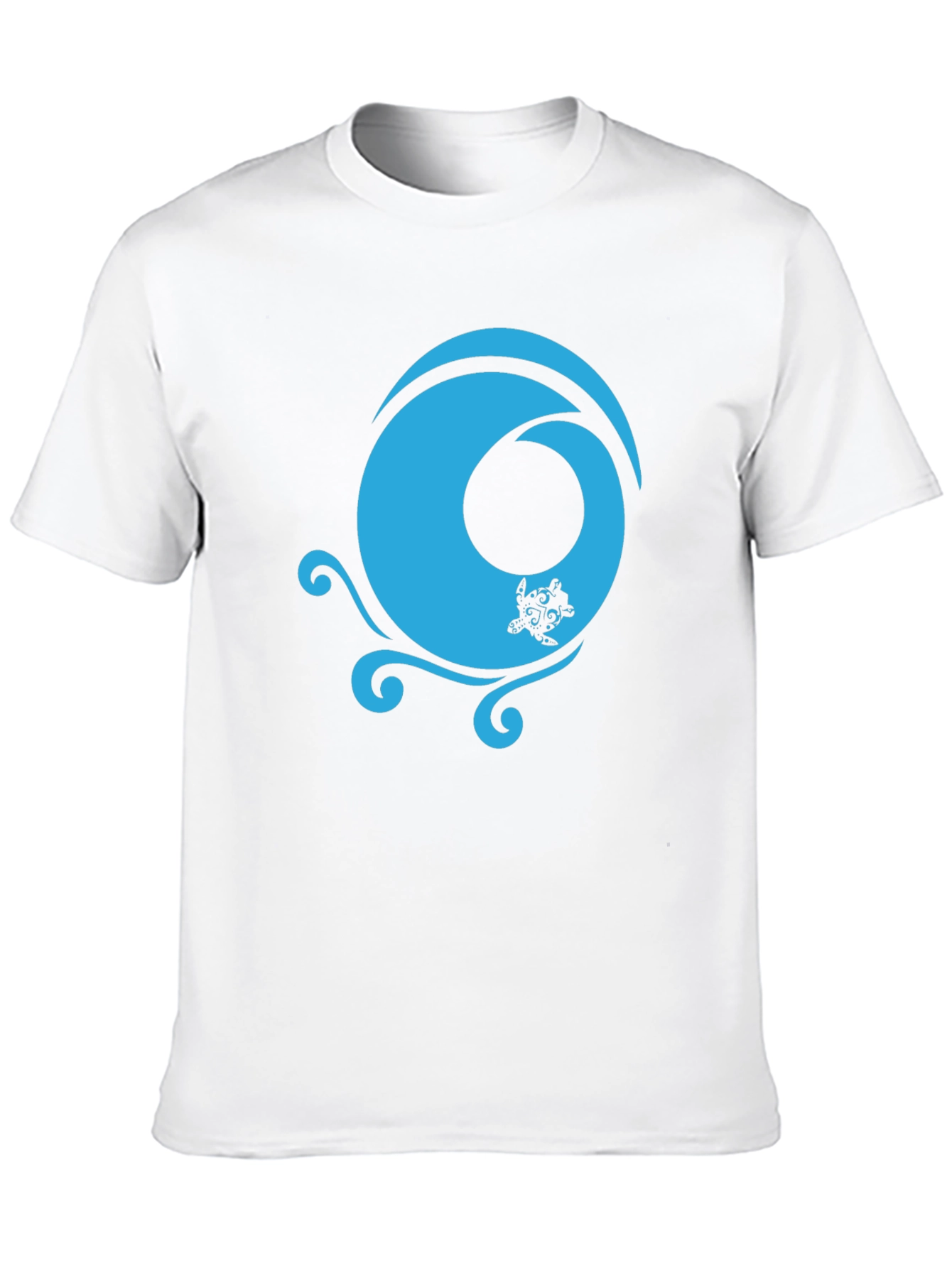 Black T-Shirt with Turquoise Turtle Wave Design
