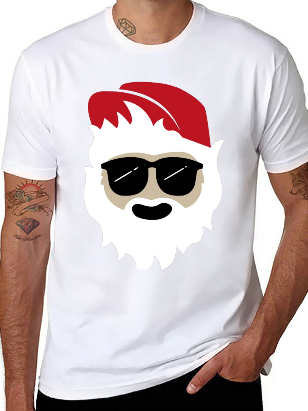 Cool Santa Graphic Tee - Holiday T-Shirt