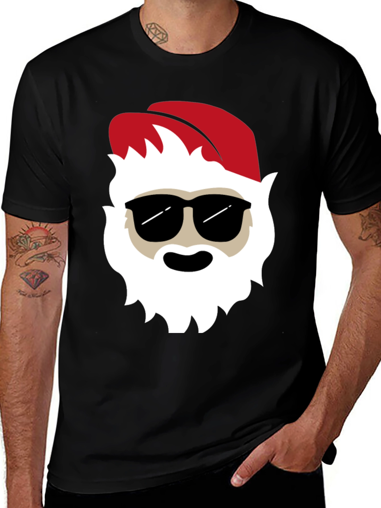 Cool Santa Graphic Tee - Holiday T-Shirt