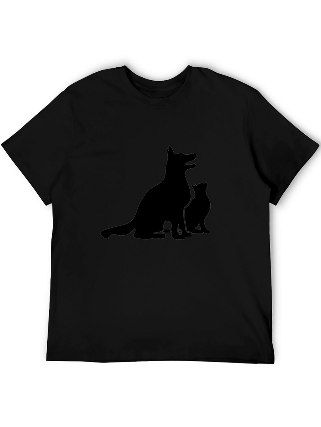 Dog & Cat Silhouette Black T-Shirt