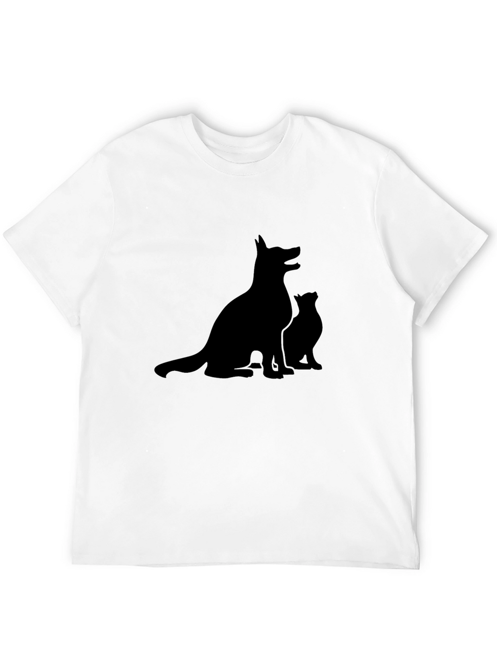 Dog & Cat Silhouette Black T-Shirt