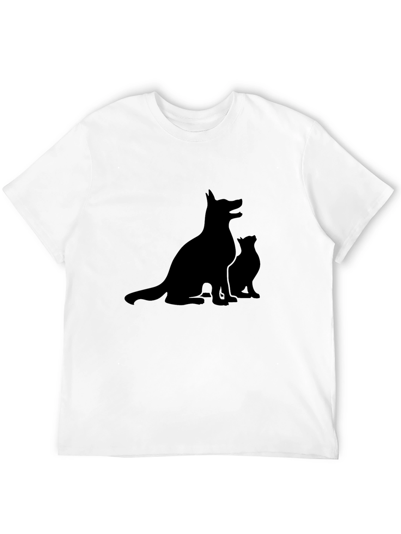 Dog & Cat Silhouette Black T-Shirt