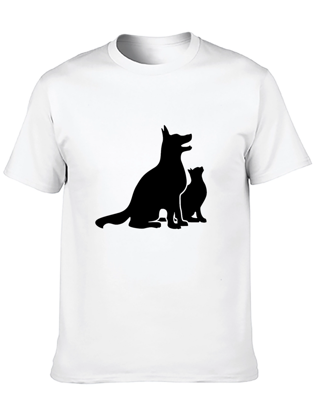 Dog & Cat Silhouette Black T-Shirt