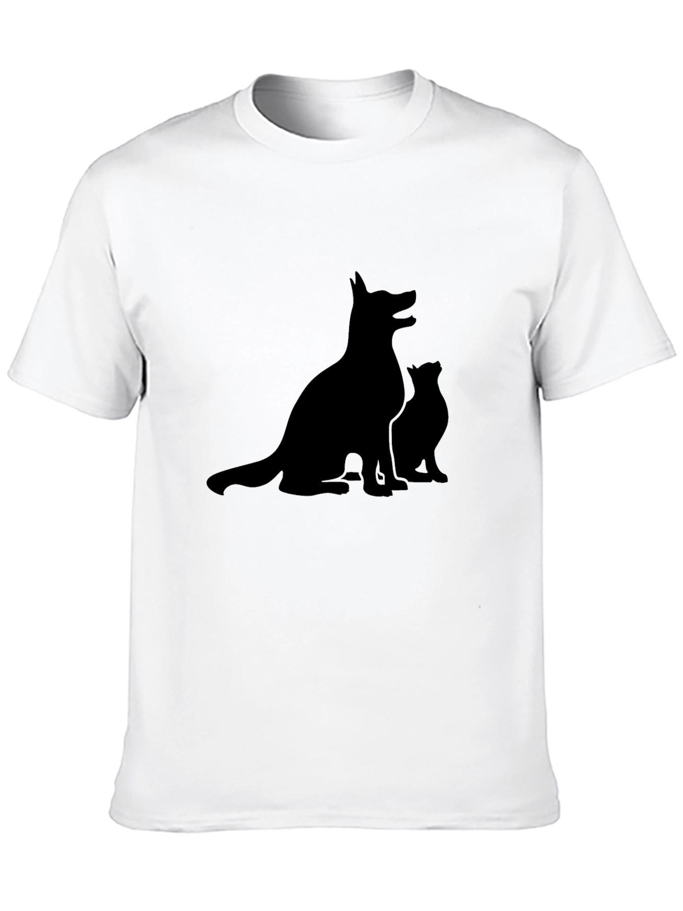 Dog & Cat Silhouette Black T-Shirt