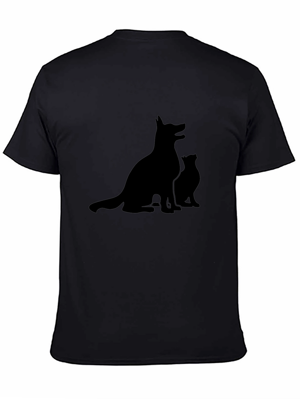 Dog & Cat Silhouette Black T-Shirt