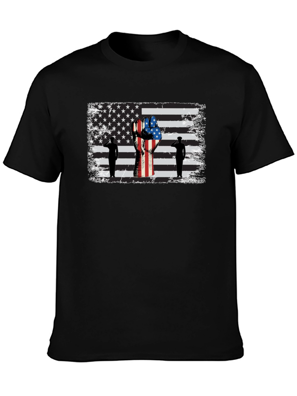 Patriotic American Flag Salute Graphic Tee