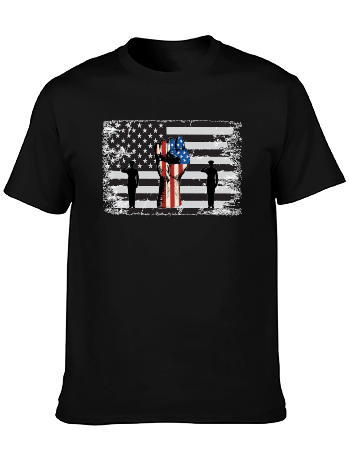 Patriotic American Flag Salute Graphic Tee