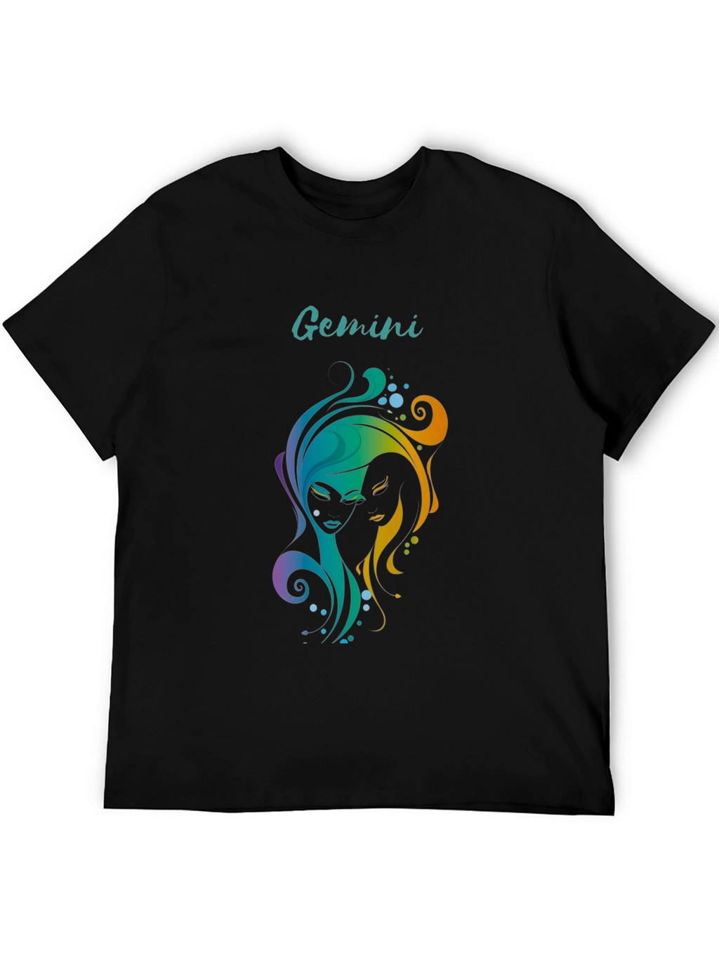 Gemini Zodiac Graphic T-Shirt - Black