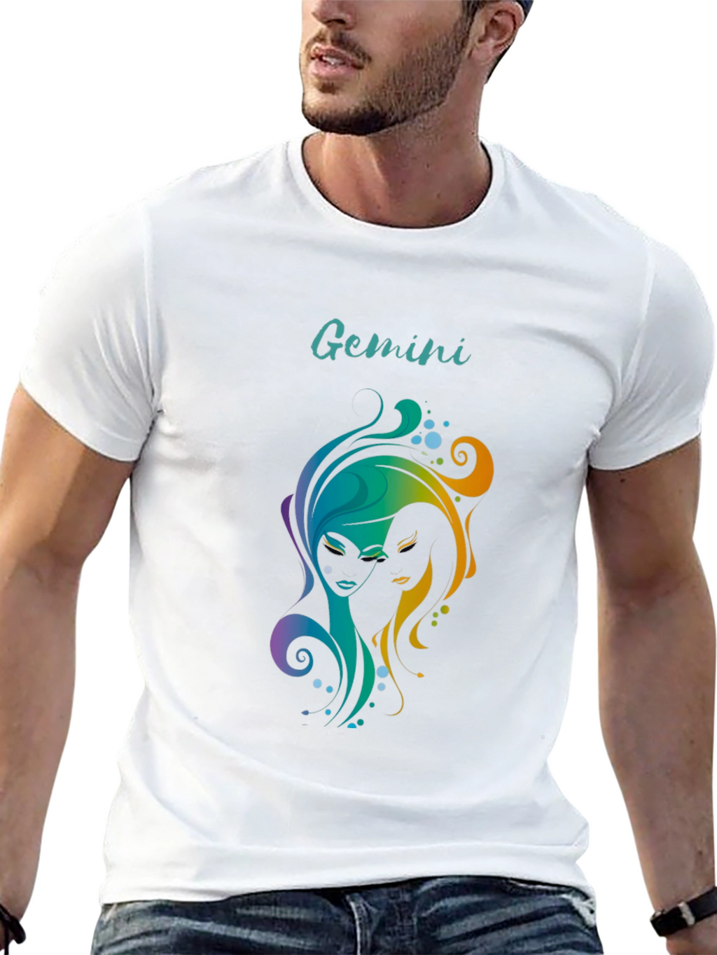 Gemini Zodiac Graphic T-Shirt - Black