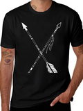 Tribal Arrow Graphic Tee - Black Cotton T-Shirt