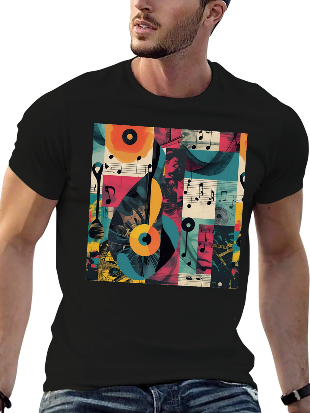 Abstract Music Note Graphic Tee - Modern Style